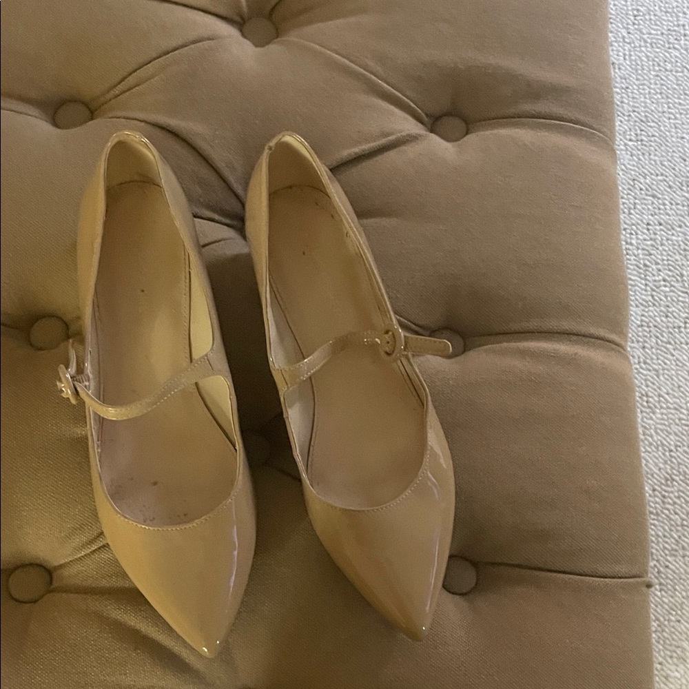 Marc Fisher Beige Patent Mary Jane Heels